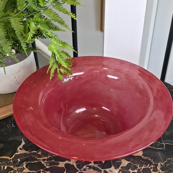Cose Nostre Pink Swirl Art Glass Bowl Wide Flared Rim Italy Style 10.5" - Picture 2 of 10